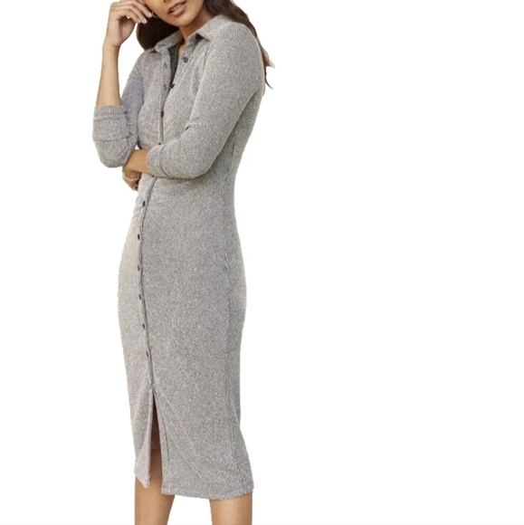 Anthropologie Ruched Button Down Midi Shirt Dress - Picture 1 of 4